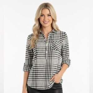 Merona plaid hi-low pullover top